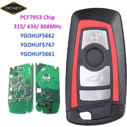 DIYKEY 4 Button Remote Key Fob 315MHz YGOHUF5662/ 434MHz HUF5767/ 868MHz HUF5661 for BMW 5 7 F Series FEM / BDC CAS4 CAS4