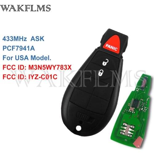 3 Buttons With Panic 433MHz PCF7941A ID46 Fobik Remote Car Key For Dodge Grand Caravan Journey Magnum Ram M3N5WY783X IYZ-C01C