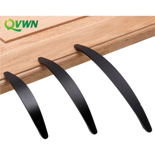 QVWN Sand Black Solid Space Aluminum Handle European Style Wardrobe Door Small Modern Minimalist Drawer Cabinet Furniture