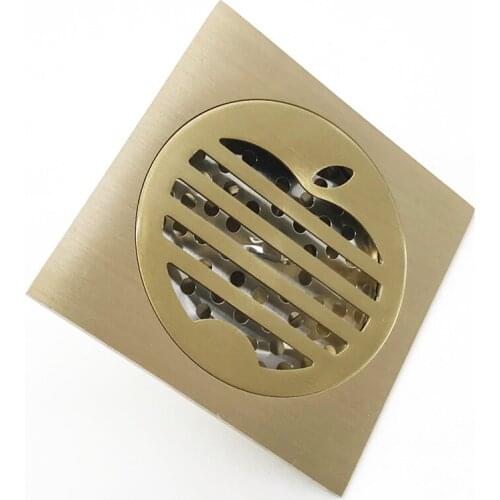 High Quality Brass Carved Flower Art Bathroom Accessory Floor Drain Waste Grate100mm*100mm