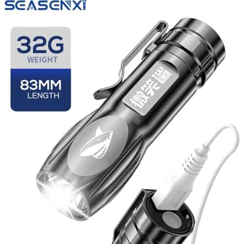 SEASENXI Mini LED Flashlight USB Rechargeable Super Bright Torch ABS Lightweight Flashlight for Camping Riding Hiking Adventure