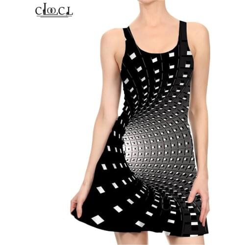 3D Print Visual Vertigo Sexy Black Dresses Women Casual Tight Pleated Dresses Ladies Summer Slim One-piece Dress Robe Femme