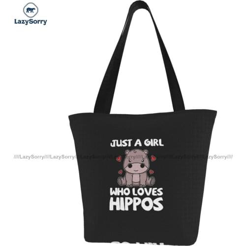 Hippo Shopping Bag Shopping Polyester Handbags Female Gifts Funny Bags