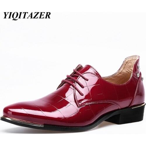 YIQITAZER Men's Patent Leather Shoes