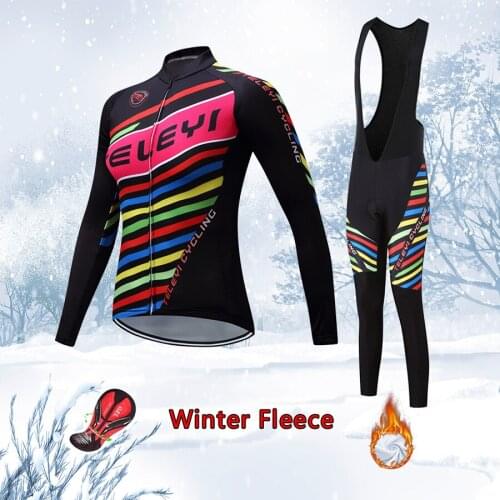 2021 Women Warm Winter Cycling Jersey Set Thermal Fleece Bicycle Clothes MTB Dress Female Road Bike Clothing Suit Uniform Blouse