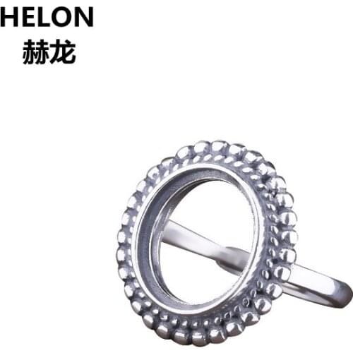 925 Sterling Silver Women Engagement Wedding Ring Vintage Art Deco 9.9x11.9mm Oval Cabochon Semi Mount Ring Setting Wholesale