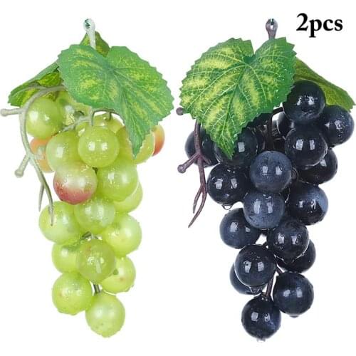 2 Bunches Artificial Grape Lifelike 24 Grains Fake Fruit Photography Props Home Decor Accessories Simulation Fruit