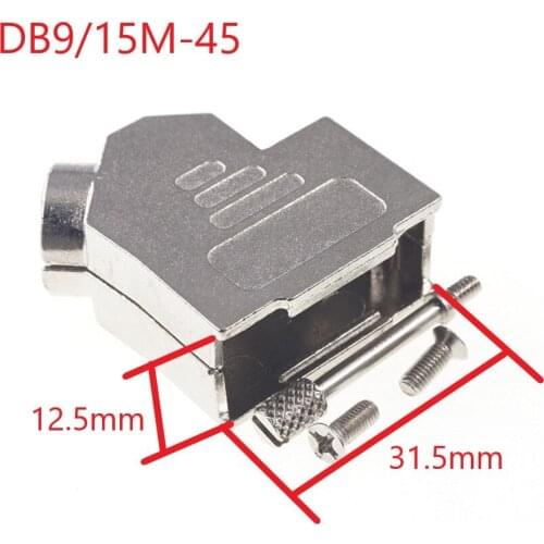 2 pcs D-Sub Connector Hood 9 Pin 15 Pin 2V2 2W2 5W1 45 Degree Cable Exit 2 Backshell Assembly Shielded Zinc Alloy