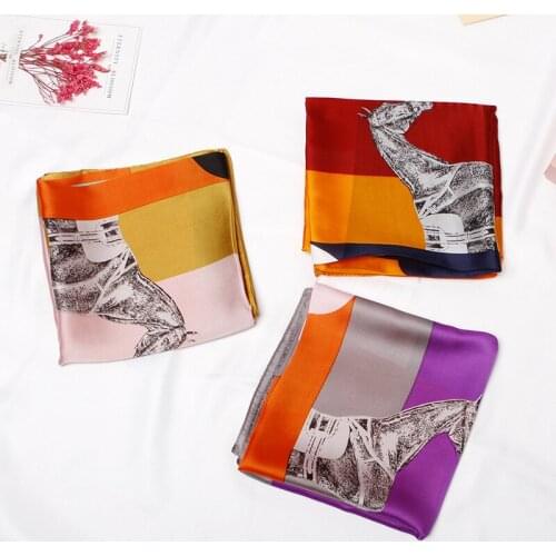 2020 70x70 Ring Horse Multipurpose women Silk twill scarf Satin square tie Hairband ladies foulard femme towel bufanda shawl