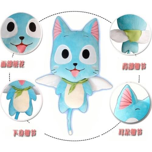 Hot Anime Fairy Tail Habby Cartoon Pillow Cute Plush Doll Cartoon Doll Cushion Birthday Gift for Child Birthday Gifts