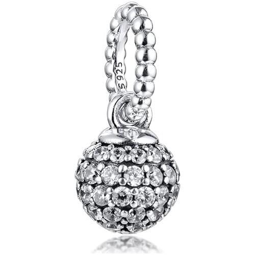 Fits for Pandora Charms Bracelets 925 Sterling Silver Pavé Ball Pendant Charm Beads Women Girls Jewelry Gift Wholesale