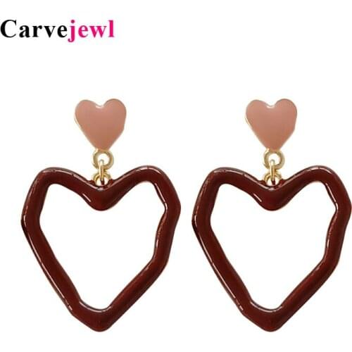 Carvejewl Irregular Heart Earrings for Women jewelry New Fashion design candy color rich enamel clip earrings without piercing