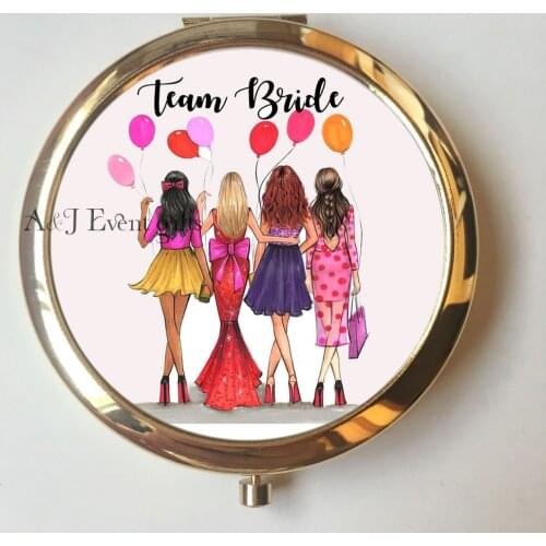 1pcs lot Personalized Portable Compact Mirrors Baby shower Birthday Graduation party gifts wedding proposal bridesmaid gift