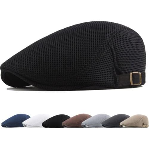 Summer Hollow Mesh Cap Breathable Beret Ladies Korean Style Tide Sun Hats for Mens Solid Color Forward Hat For Female Gorra