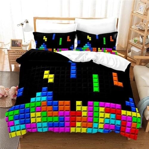 Hot Games Tetris 3d Printed Bedding Set Digital Printing Duvet Cover Set with Pillowcase Single Double Twin Full Queen King Size