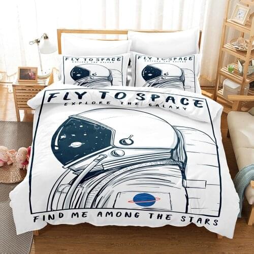 Cartoon Astronaut Kids Bedding Set Duvet Cover Sets Adult Luxury Comforter Bed Linen Twin Queen King Single Size Dropshipping