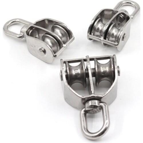 Single Double Pulley M20 Block Stainless Steel 304 Anti-rust Wire Rope Crane Lifting Crane Swivel Lifting Rope Block 19QB