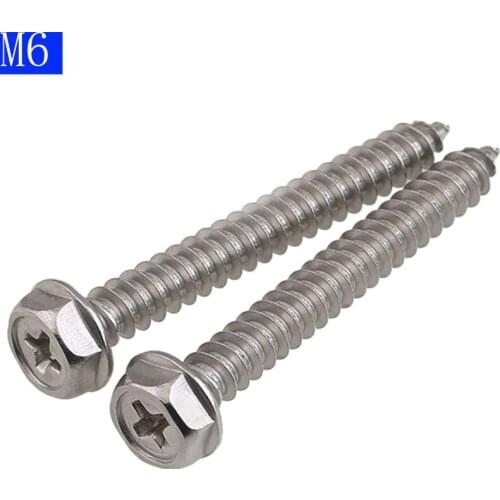 M6 Phillips Hex Washer Head Self Tapping Screws A2 304 Stainless Steel nut new