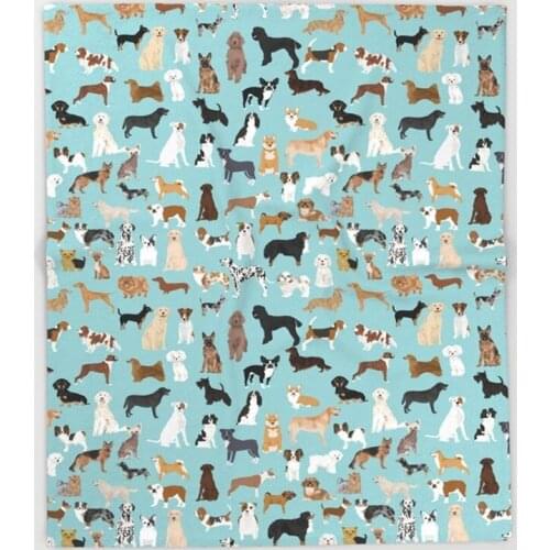 Dogs Pattern Blanket Funny Printed Soft Boy Girl Baby Coral Fleece Dog Breeds Blankets Muti-size Spring Warm Sofa Bed Sheets