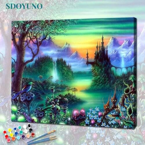 SDOYUNO 40x50cm Paint By Numbers Forest Scenery DIY Set of Acrylic Paint For Painting By Numbers On Canvas Landscape Home Decor