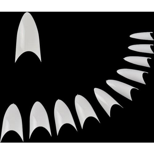 Stiletto Nail Art False Nails 100 Tips Curved Clear White Nature Nail Tips Professional Artificial Fingernails Faux Ongles