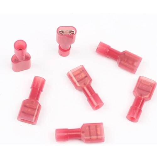 NEW FDFN1.25-250 FDFN1-250 NYLON brass Female Insulated Spade joint Cable Wire Connector 50PCS suit 0.5-1.5mm2 22-16AWG