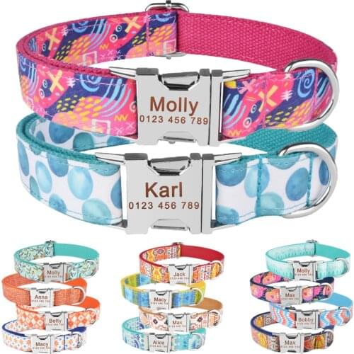 Adjustable Personalized Dog Collar Nylon Engraved Puppy Tag Collar Custom Dog ID Tag Collars Small Medium Fashion pet dog Collar