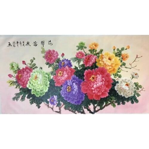 Hand Painted High Quality Oil Painting on Canvas Realist Peony Flower Canvas Painting Wall Art Picture Painting for Home Decor