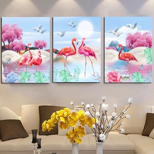 Needlework,DIY 100% Square Round Diamond Painting pink fresh flamingo full embroidery cross stitch,Wall Art Home Decor,N1448