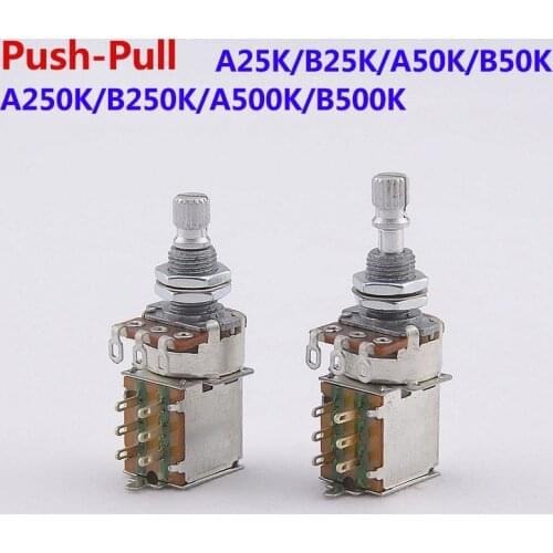 【Made in Korea】1 Piece Alpha Push Pull Potentiometer(POT) For Electric Guitar Bass 25K/B50K/250K/500K