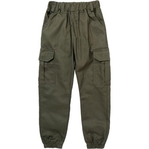 Boys Sport Pants Teenage Boys Cargo Pants Kids Casual Pants Solid Color Cotton Long Trousers Children Hip Hop Jazz Dance Costume