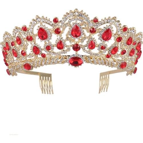 Bride Wedding Hair Jewelry Accessories Luxury Women Crystal Crown Headdress Handmade Rhinestone Gold Color Tiara XH