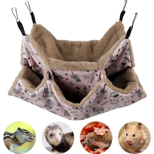 Warm Hamster Three-layer Hammock For Pet Rodent Small Animal Guinea Ferret Plush Cotton Handing Nests Small Pet Bed Supplies