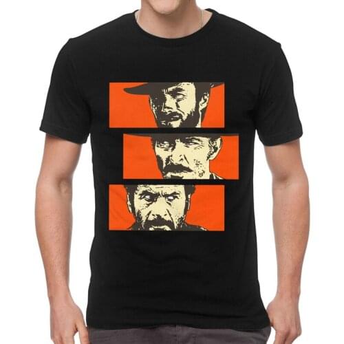 The Good The Bad And Ugly Blondie Angel Eyes Tuco Cowboy T Shirt Men Short Sleeve Cotton T-shirt buono brutto cattivo Tee Tshirt