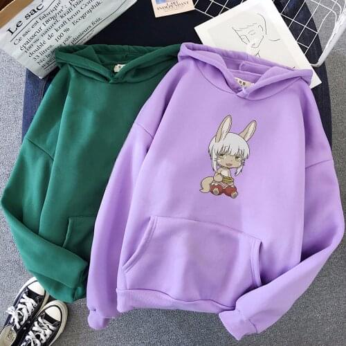 Anime Hoodie Plus Size Hoodies Cute Made in Abyss Nanaki Print Men Kawaii Hoodie Pink Tops Sweatshirt Women Men Casual Hooded