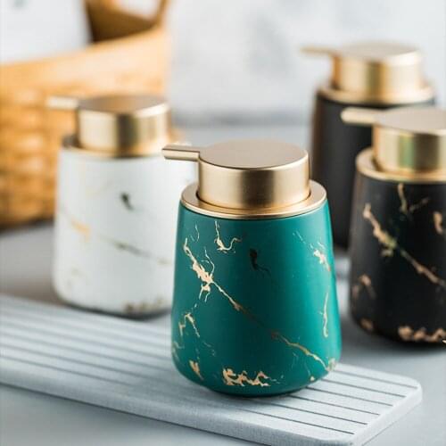 Bathroom Soap Dispenser 400ml Marble Pattern Ceramic Shampoo Bottles Hair Conditioner Hand Washing Empty Refill Sub-bottle