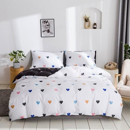 WUJIE 100% Polyester Heart Pattern Duvet Cover Set with Pillowcases Bed Linens 2/3 Pieces Bedroom Decor Comforter Bedding Sets