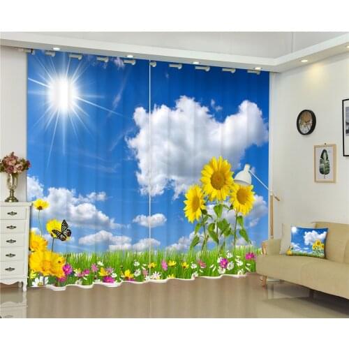 Curtains sunflower window Luxury Blackout 3D Curtains For Living Room office Bedroom Drapes cortinas Rideaux Customized size