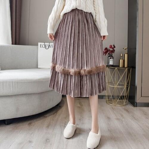 Womens Vintage Clothes Long Skirts Black Harajuku High Waist Streetwear 2021 fall winter Fashion Elastic Preppy Style Midi Skirt