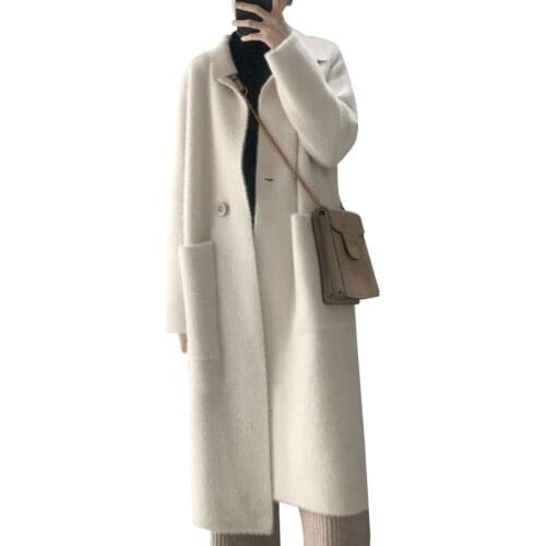 2019 Women Vintage Knitting Long Sleeve Jacket Coat Turn Down Collar Winter Women Tops Cardigans Women Warm Coat Casaco Feminino