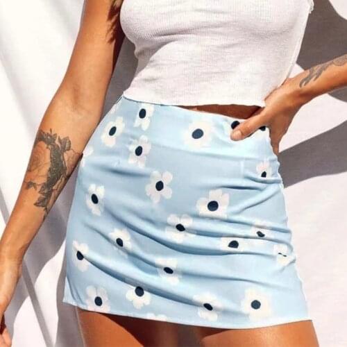 Foridol sunflower boho skirt women floral skirts bottoms 2020 summer new blue beach streetwear bodycon mini skirt