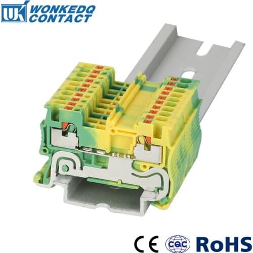 Din Rail Terminal Block PT 1.5-PE Ground Spring Push In Terminal blocks 10pcs wire connector strips