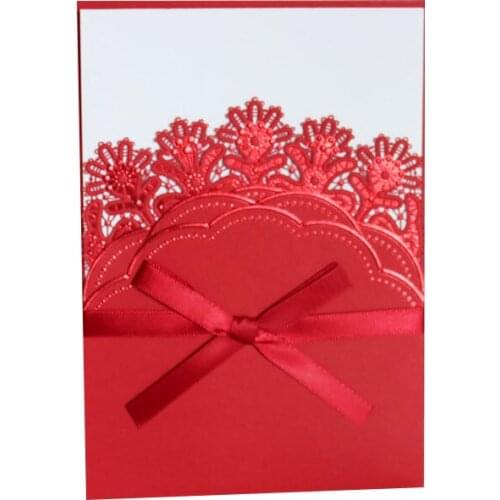 100pcs/Set Promotional Wedding Invitation Card Blank Inner Greeting Cards Business Card with Ribbon