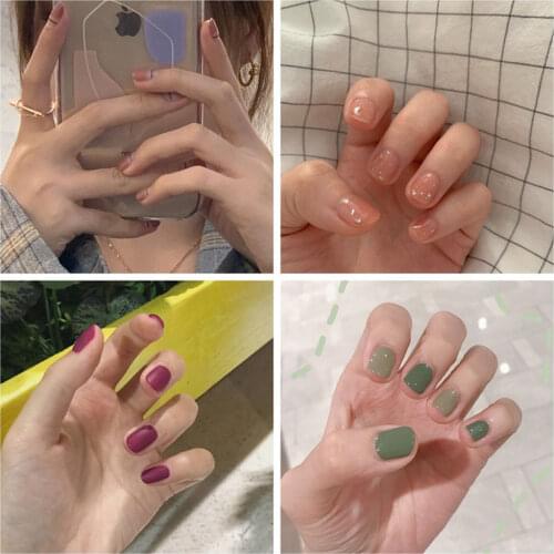 14pcs Nails Art Tips Fake Nail Press on False with Glue Designs Set Full Cover Artificial Box Short Display Kiss Stick Square