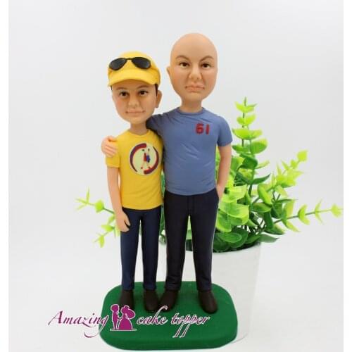 2019 AMAZING CAKE TOPPER Lovely father and son sculpture gift ToysCustom Polymer Clay Figure From Pictures