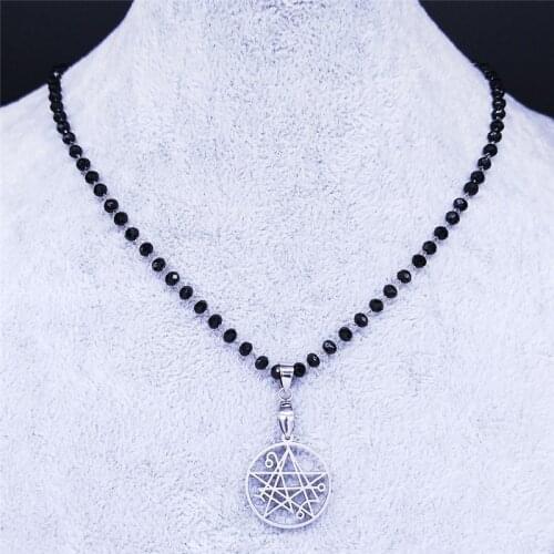 2021 Necronomicon Stainless Steel Crystal Bead Necklace Men Satanic Pendant LOVECRAFT CTHULHU patchsatanic PIN jewelry N3546S02