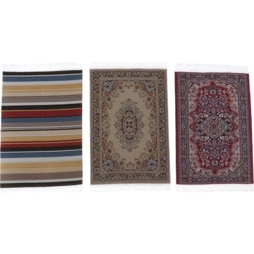3pcs 1/12 Vintage Turkish Style Carpet Area Rug Dolls House Room Garden Life Scenes Decoration, Birthday/ Christmas Gift
