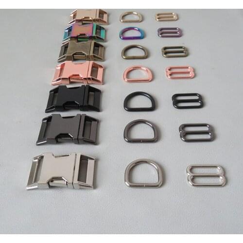 50Sets 15mm 20mm 25mm Webbing Metal Hardware D Ring Slider Belt Loop Release Buckle Clip Hook Clasp Outdoor Harness Accessory