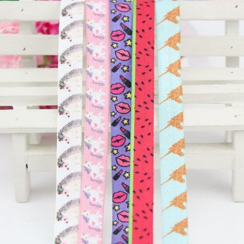 9mm cartoon printed fold over elastic ribbon 20 yards Hair ring DIY handmade sewing clothing elastic accessories band