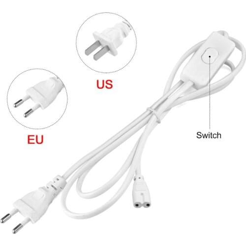 Lighting Accessory 220V EU Plug Switch Cable For T5 LED Tube T8 Power Charging Wire Connection Wire ON/OFF Connector Home Decor